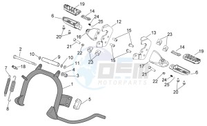 Scarabeo 100 4T e3 drawing Foot rests - Lateral stand