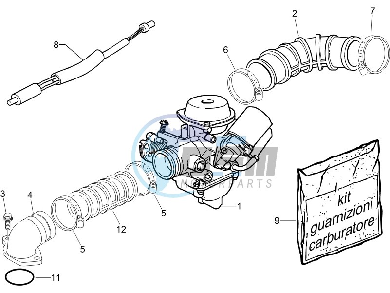 Carburettor, assembly - Union pipe