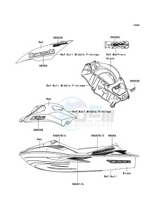 JET SKI ULTRA 250X JT1500B7F FR drawing Decals(Red)