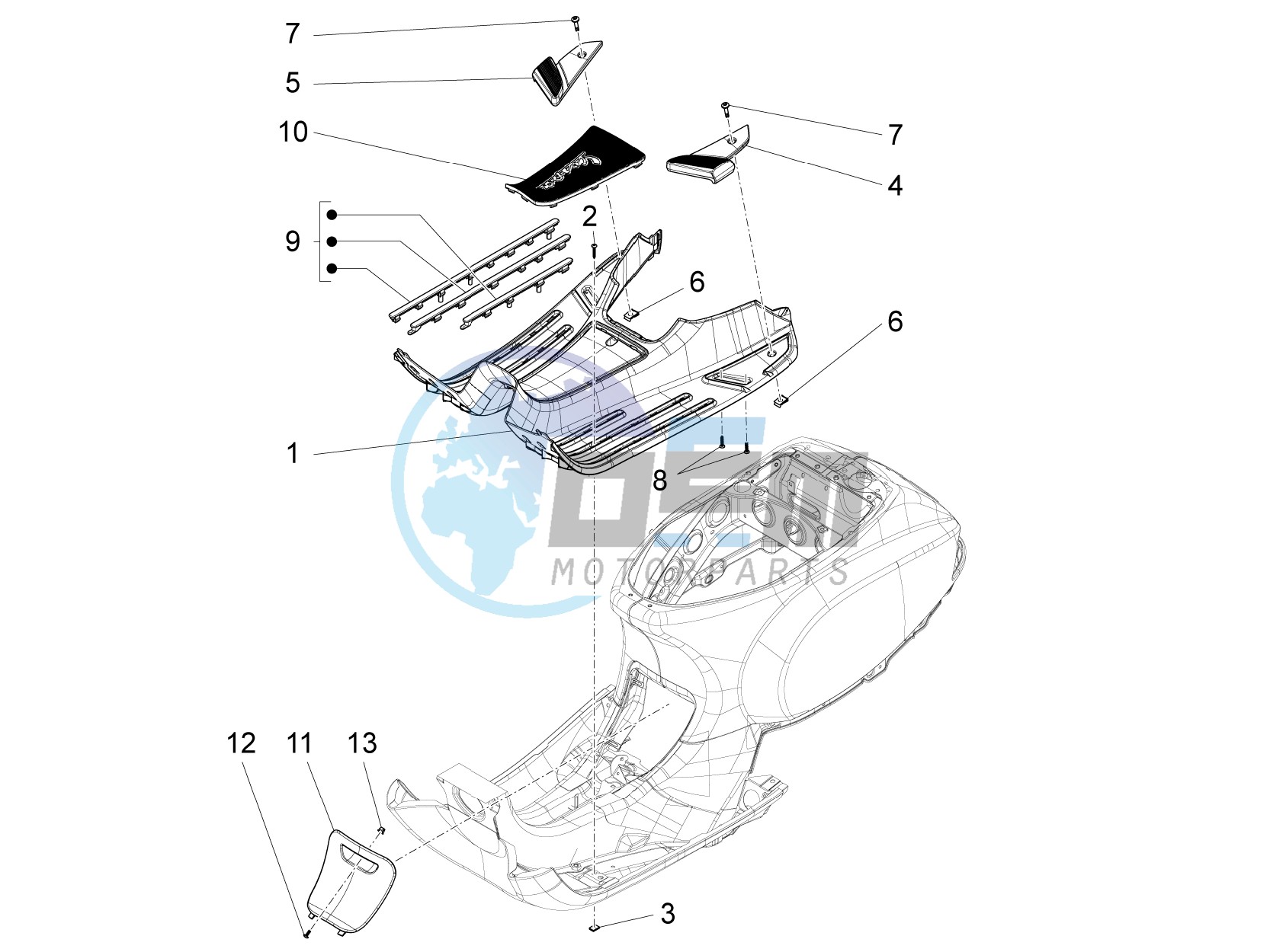 Central cover - Footrests