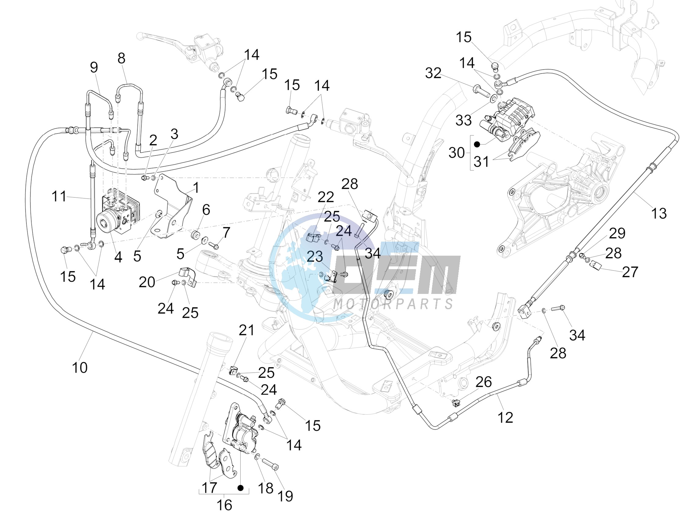 Brakes pipes - Calipers (ABS)