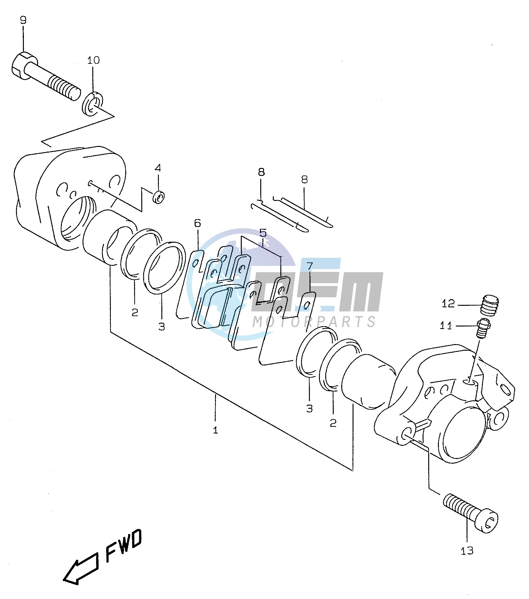 REAR CALIPER (model AY50W WR X Y K1)