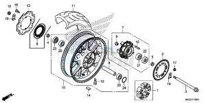 CB500FAF CB500F UK - (E) drawing REAR WHEEL