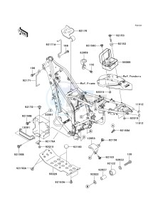 KLX 250 T [KLX250S] (T8F) T9F drawing FRAME FITTINGS