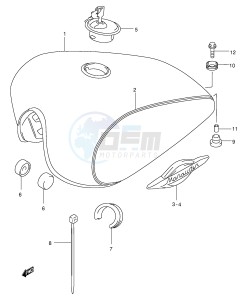 GZ250 (E1) drawing FUEL TANK (MODEL X)