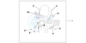 PES125R9 UK - (E / MKH STC) drawing WINDSHIELD EXCL KNUCKLE GUARDS