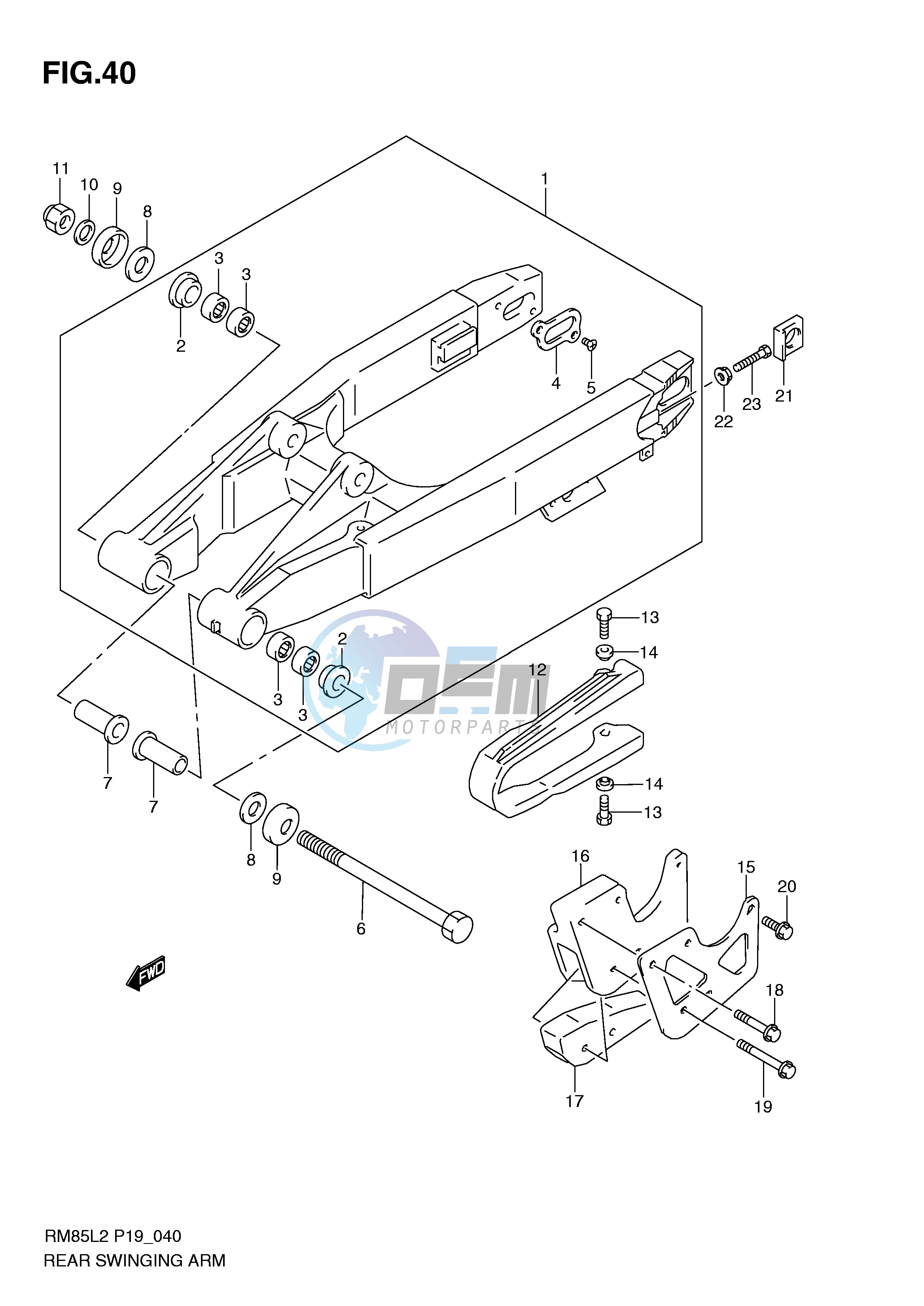 REAR SWINGING ARM (RM85LL2 P19)