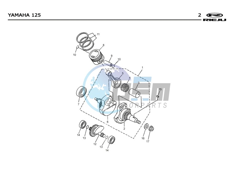 PISTON - CRANKSHAFT  Yamaha 125 4t Euro 2