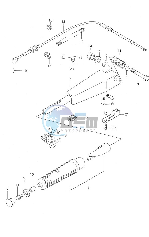 Tiller Handle S/N 652501 to 65XXXX