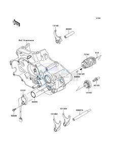 KLX450R KLX450ACF EU drawing Gear Change Drum/Shift Fork(s)