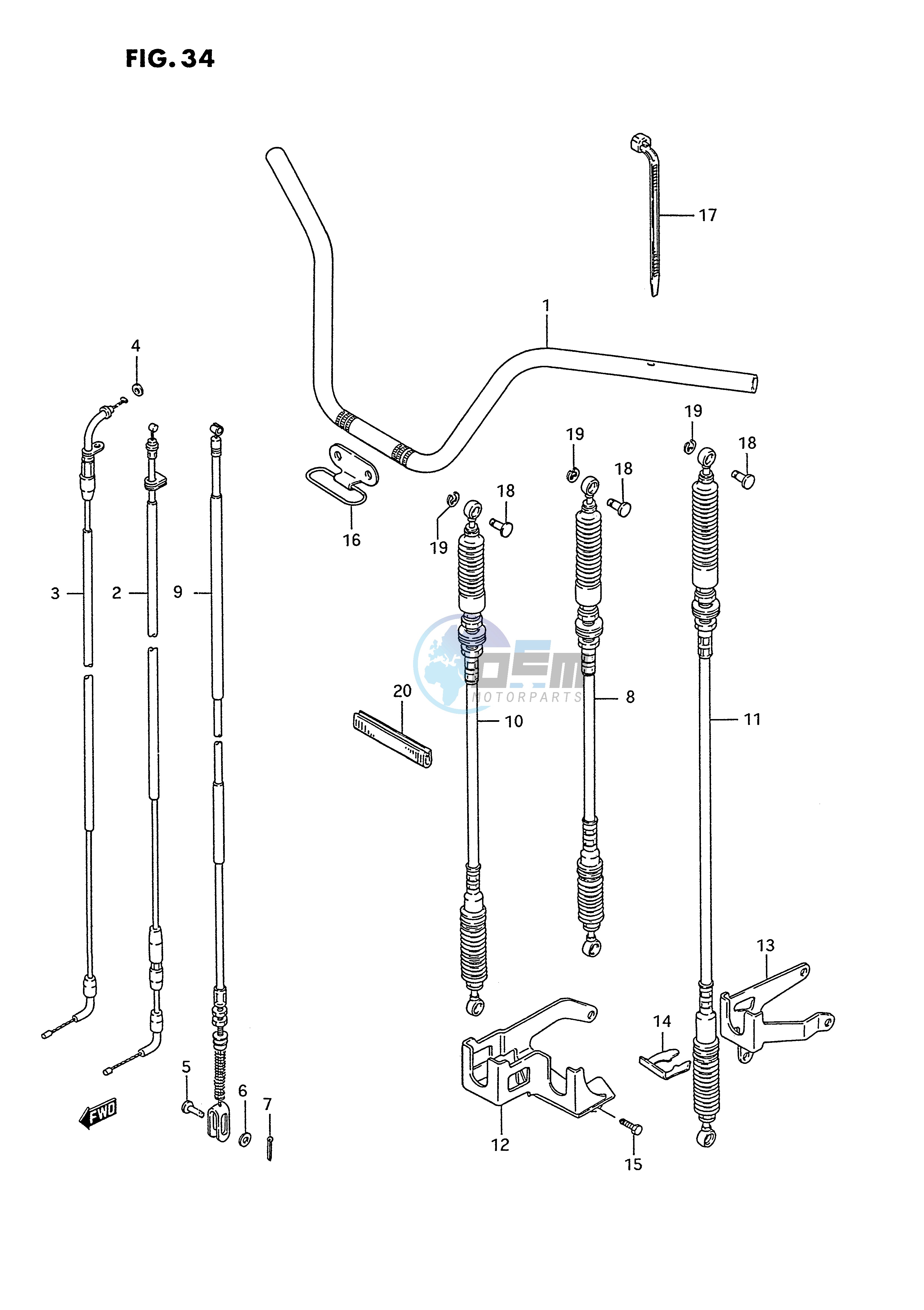 HANDLEBAR - CABLE (MODEL J K)