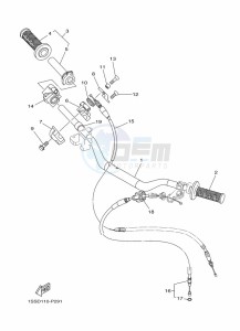 YZ250 (B9UA) drawing STEERING HANDLE & CABLE