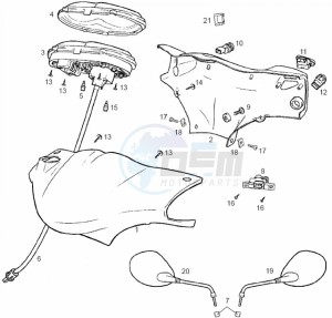 ATLANTIS BULLET - 50 cc VTHAL1AE2 Euro 2 2T AC GBR drawing Meter combination (Positions)