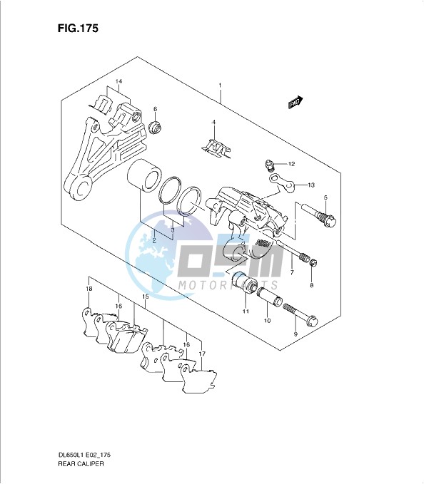 REAR CALIPER (DL650UEL1 E19)