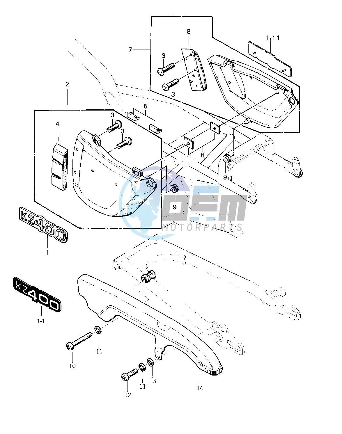 SIDE COVERS_CHAIN COVER -- 76 -77 KZ400 - D3_D4- -