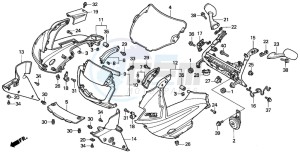 CBR600SE drawing UPPER COWL (CBR600FS/3S/T/3T/SET)