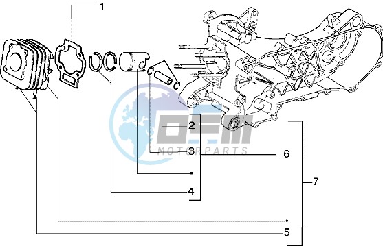 Cylinder-piston-wrist pin assy