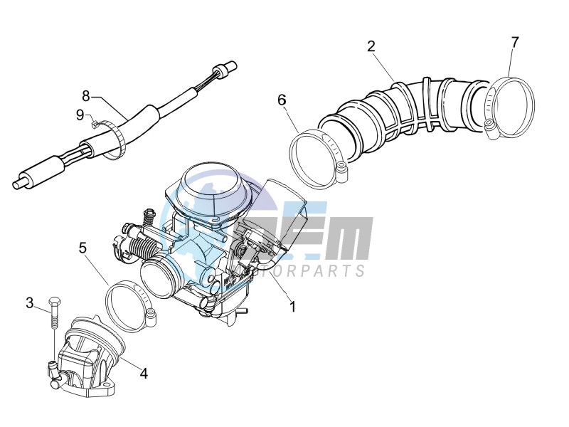 Carburettor  assembly - Union pipe