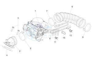 Liberty 125 4t Delivery e3 Single drawing Carburettor assembly - Union pipe