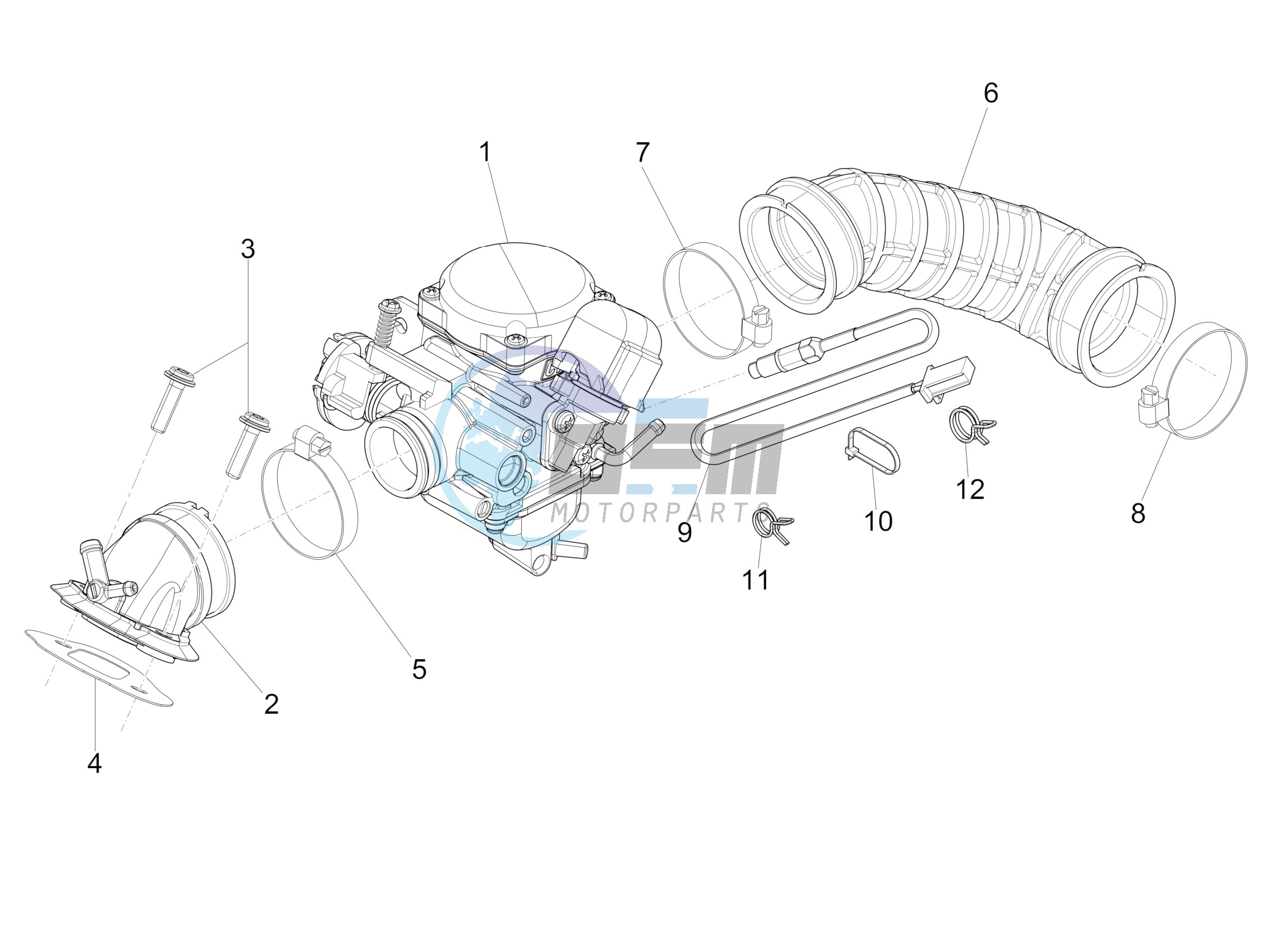 Carburettor assembly - Union pipe