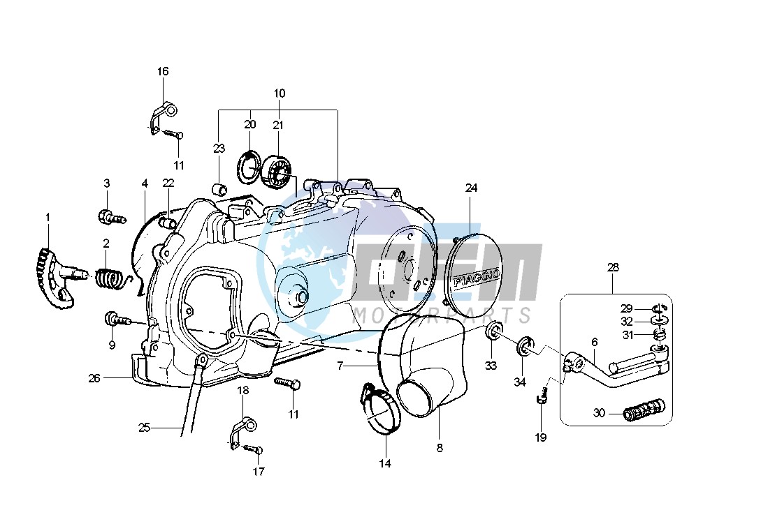 Starter lever - Crankcase - Cooling