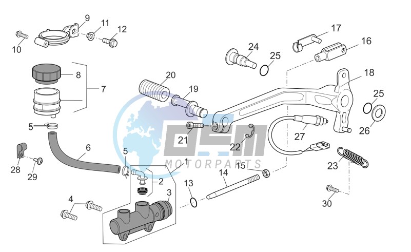 Rear master cylinder