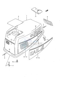 DT 8c drawing Engine Cover (1989 to 1993)