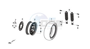 GTS 300 I drawing REAR WHEEL - REAR FORK