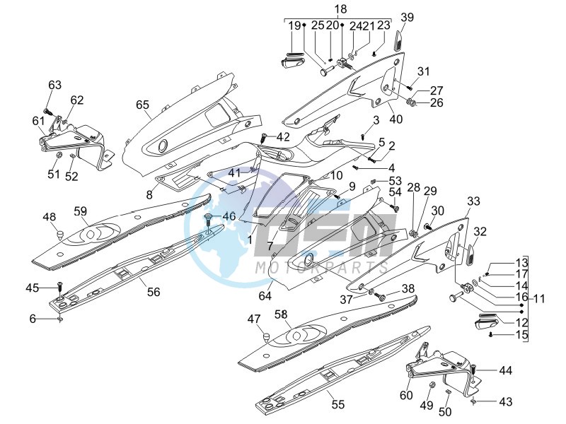 Central cover - Footrests