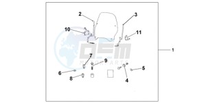 PES125R9 France - (F / CMF STC) drawing WINDSHIELD EXCL KNUCKLE GUARDS