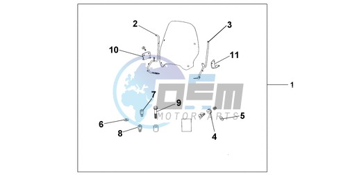 WINDSHIELD EXCL KNUCKLE GUARDS