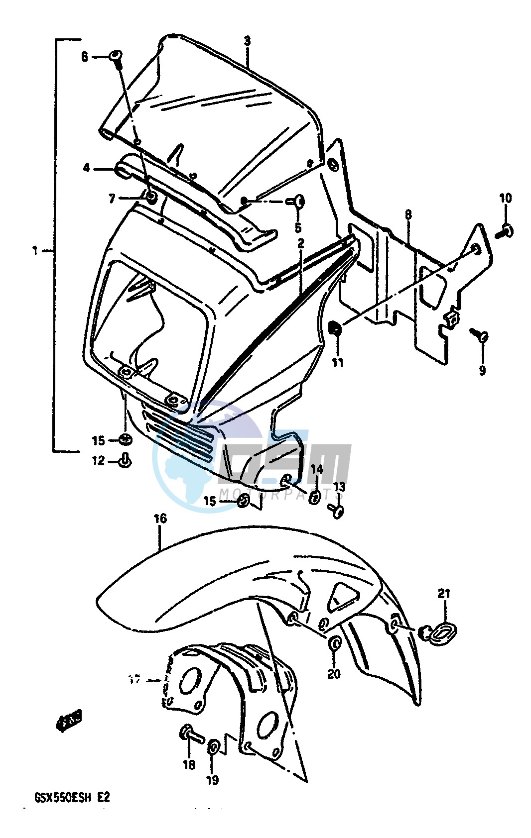 COVER HEADLAMP-FRONT FENDER (GSX550EF EUF EG EUG EUH)