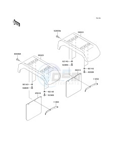 KAF 620 F MULE 3020 TURF (F1-F3) MULE 3020 TURF drawing REAR FENDER-- S- -