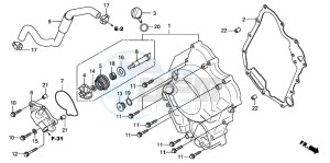 SH300 drawing RIGHT CRANKCASE COVER/ WATER PUMP