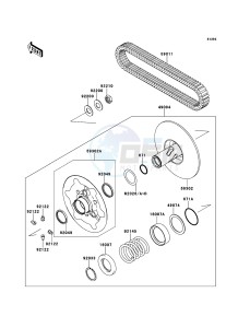 KVF650_4X4 KVF650FDF EU GB drawing Driven Converter/Drive Belt