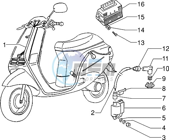 Cable harnes - Regulator - H.T. coil