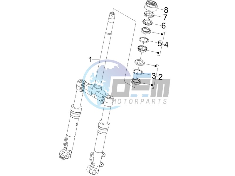 Fork steering tube - Steering bearing unit