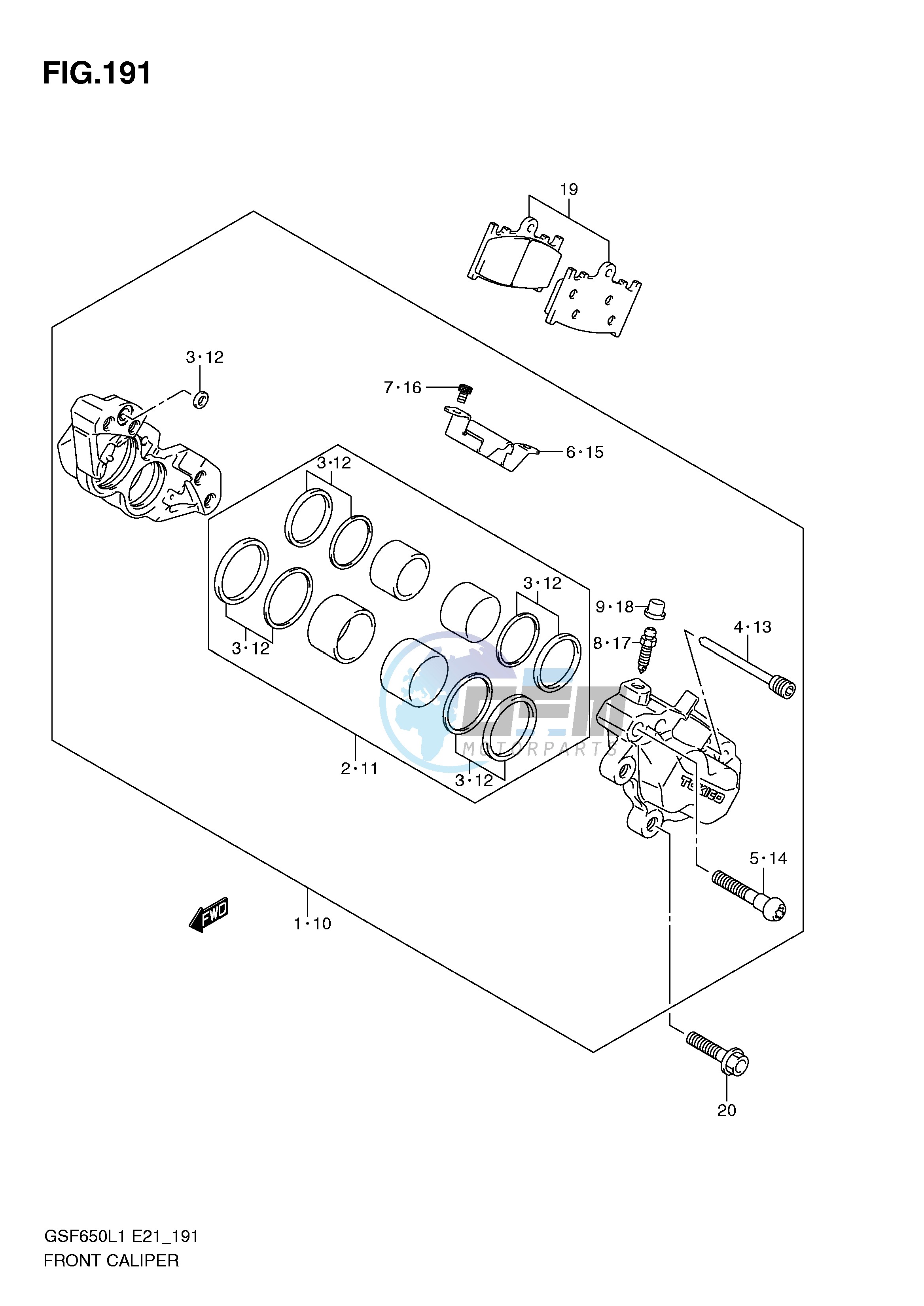 FRONT CALIPER (GSF650AL1 E21)