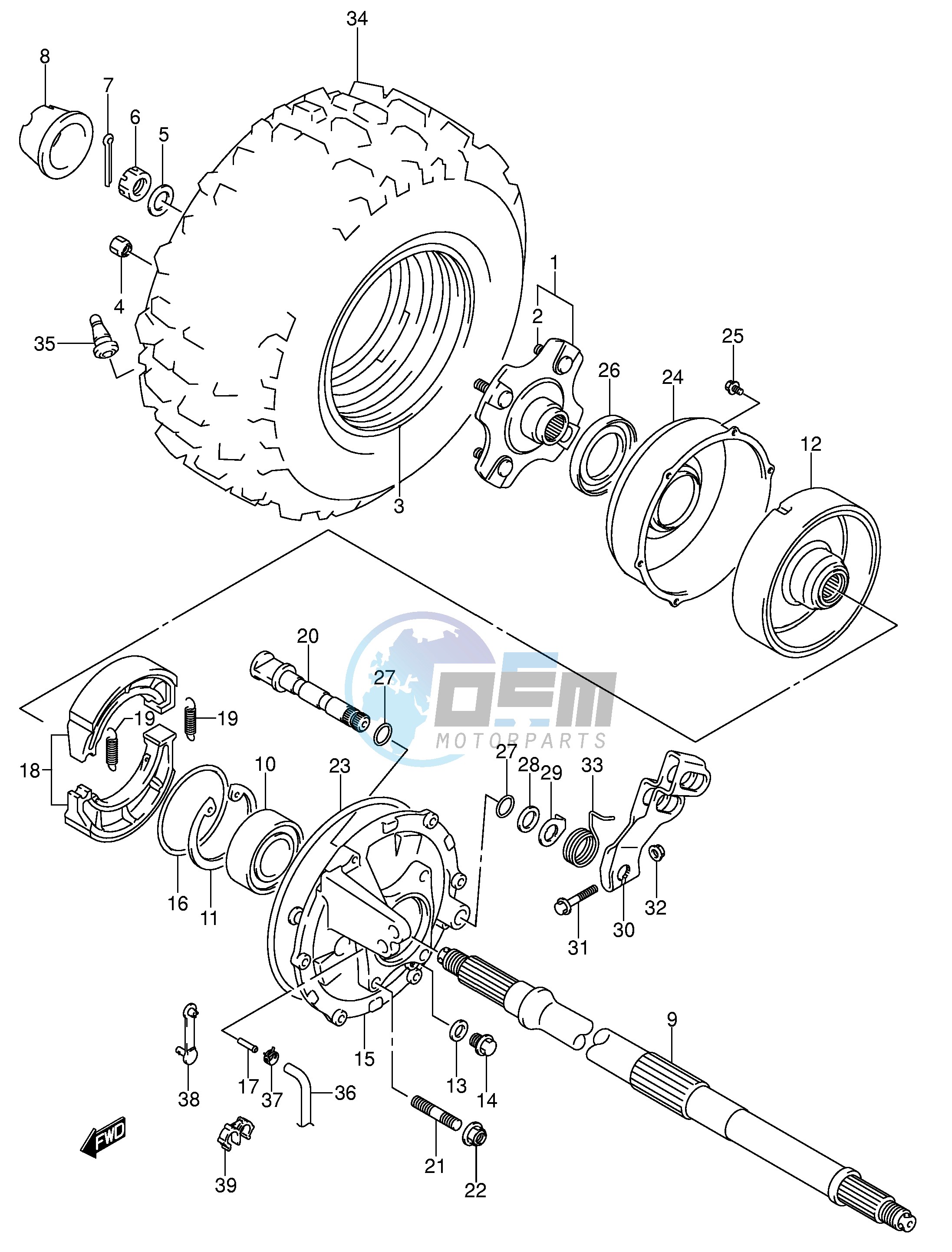 RIGHT REAR WHEEL (MODEL K4 K5 K6)