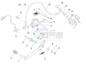 RS4 125 4T (AU, CA, EU, HK, J, RU, S, USA) drawing Rear master cylinder