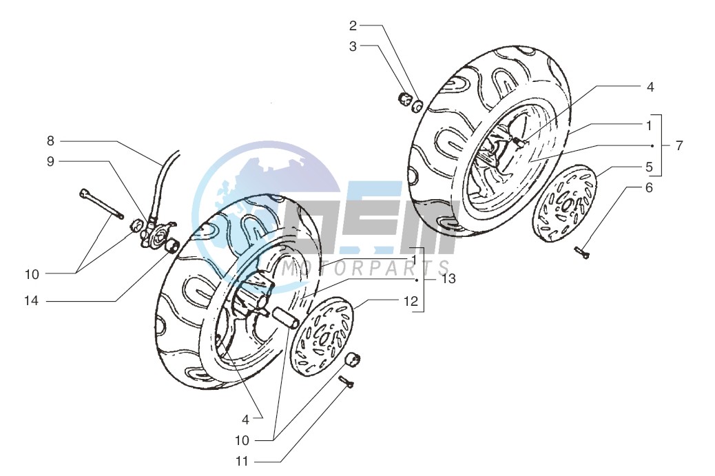 Front wheel-Rear wheel