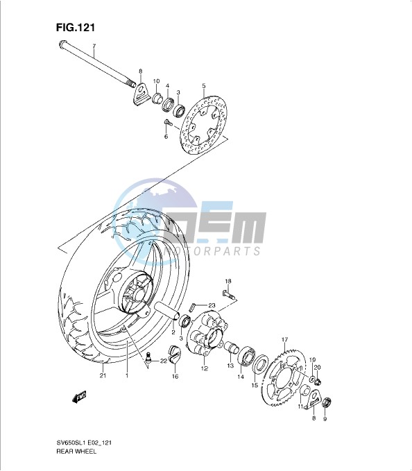 REAR WHEEL (SV650SUL1 E24)