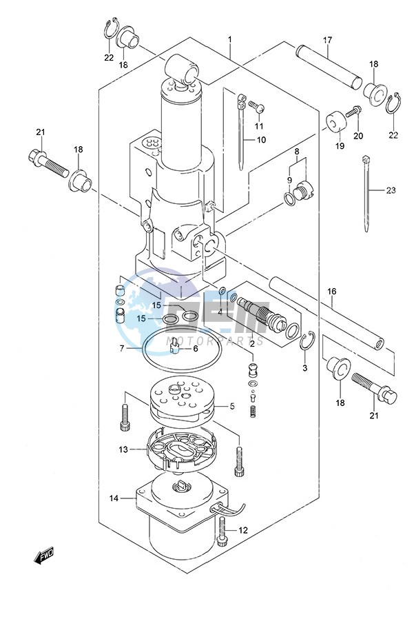 Tilt Cylinder Remote Control w/Power Tilt Tiller Handle w/Power Tilt