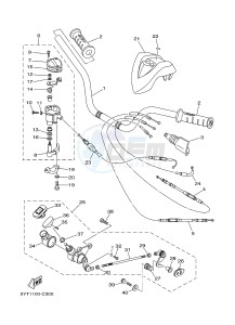 YFM350 YFM35RD RAPTOR 350 (1BSA 1BS9) drawing STEERING HANDLE & CABLE