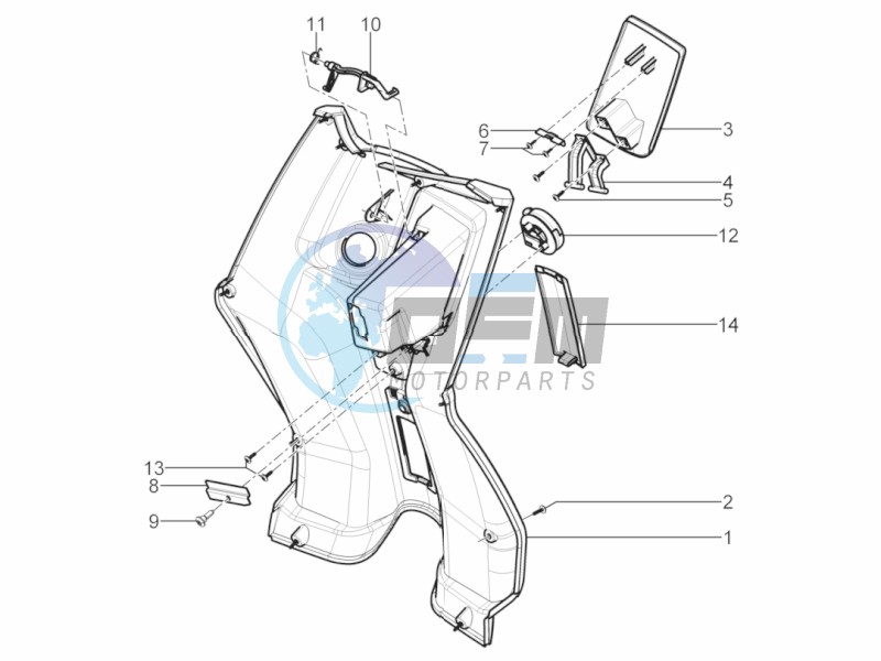 Front glove-box - Knee-guard panel