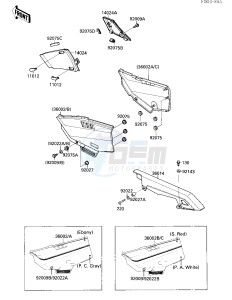 ZX 750 F [NINJA 750R] (F1-F3) [NINJA 750R] drawing SIDE COVERS_CHAIN COVER