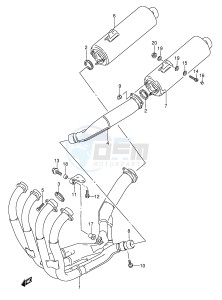 GSX-R1100W (E28) drawing MUFFLER (MODEL S T V W)