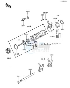 ZX 750 A [GPZ 750] (A1-A2) [GPZ 750] drawing GEAR CHANGE DRUM & FORKS