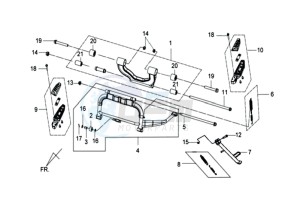 GTS 125I drawing CENTRAL STAND - SUSPENSION - FOOT RESTEN