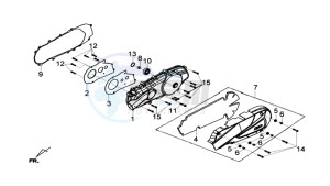 GTS 125I drawing CRANKCASE COVER LEFT